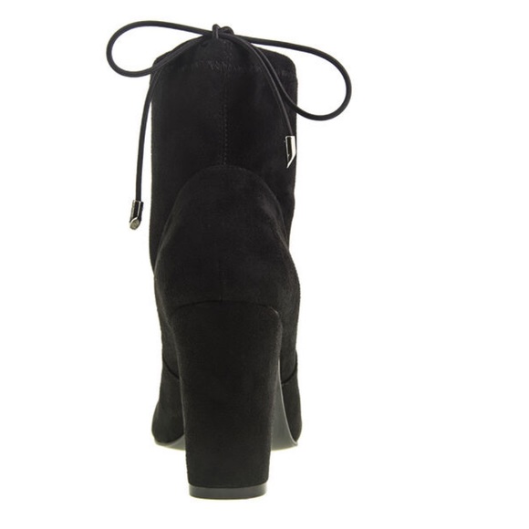 BLK Microsuede Drawstring Chunky Heel Ankle Bootie - Picture 5 of 8
